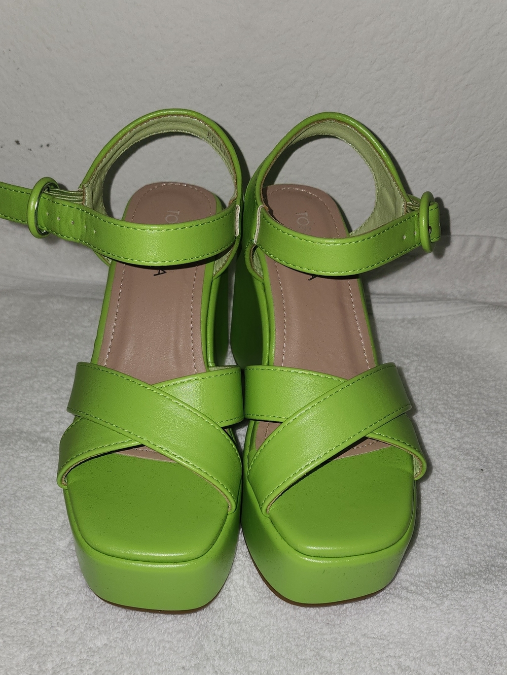 TOP Moda Neon Green Platform Ankle-Strap Sandals